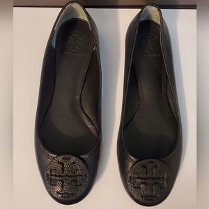 Tory Burch Womens Black Leather Flat Ballet Shoes Size 8.5M